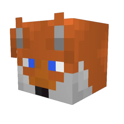FoxyBack Minecraft avatar head, 3D render