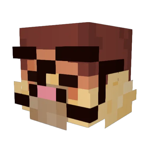 FoxyFFox Minecraft avatar head, 3D render