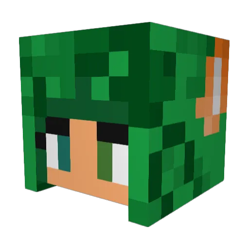 FoxyFille Minecraft avatar head, 3D render