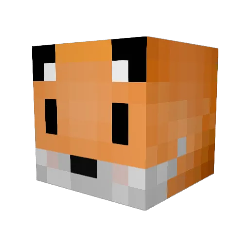 FoxyGalaxy Minecraft avatar head, 3D render