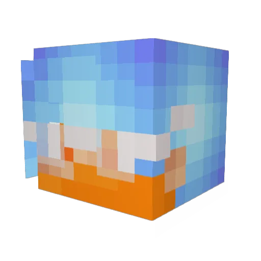 FoxySeven Minecraft avatar head, 3D render