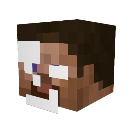 Freakoby Minecraft avatar head, 3D render
