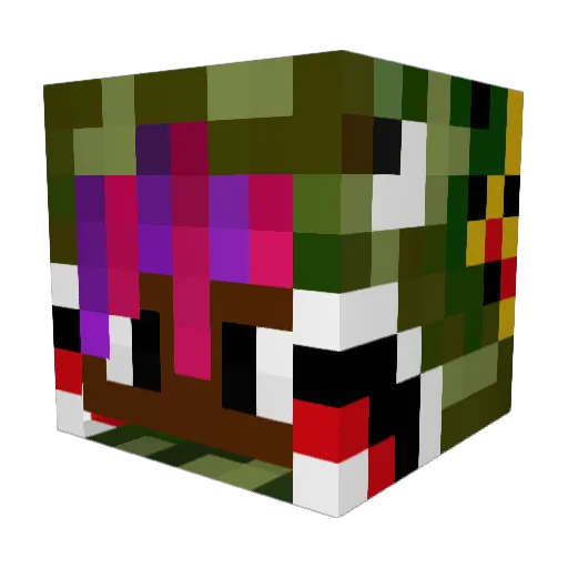 FreeUzi Minecraft avatar head, 3D render