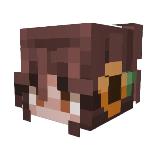 Freeeeda Minecraft avatar head, 3D render