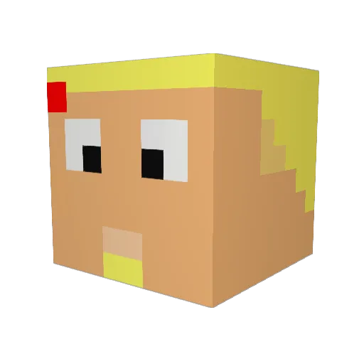 Frillve Minecraft avatar head, 3D render