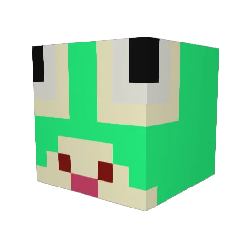 Froglime Minecraft avatar head, 3D render
