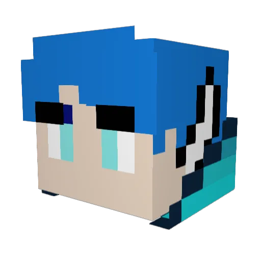 FrostByteWolf Minecraft avatar head, 3D render