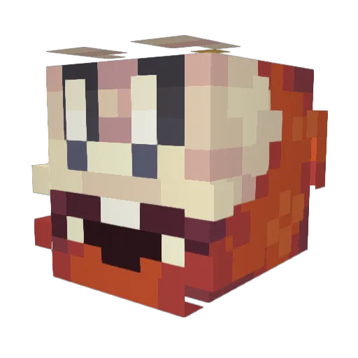 Fuecoco Minecraft avatar head, 3D render