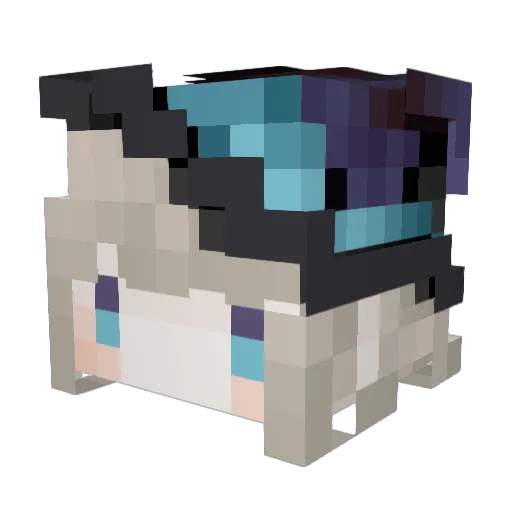Fuika Minecraft avatar head, 3D render