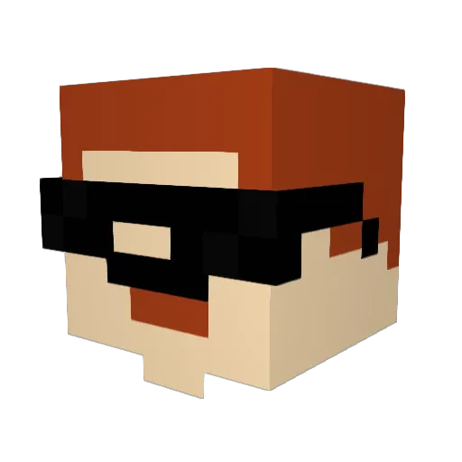 Fukasuku Minecraft avatar head, 3D render