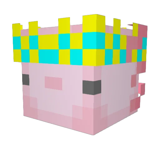 FunAxolotl Minecraft avatar head, 3D render