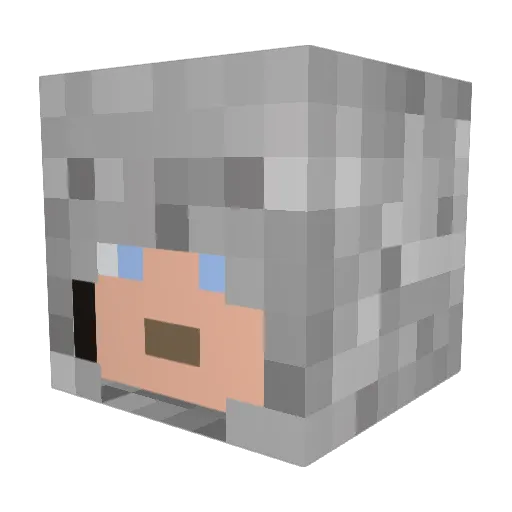 Furba Minecraft avatar head, 3D render