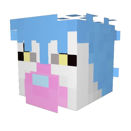Furbot Minecraft avatar head, 3D render