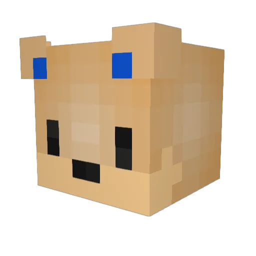 FurgusTheDog Minecraft avatar head, 3D render