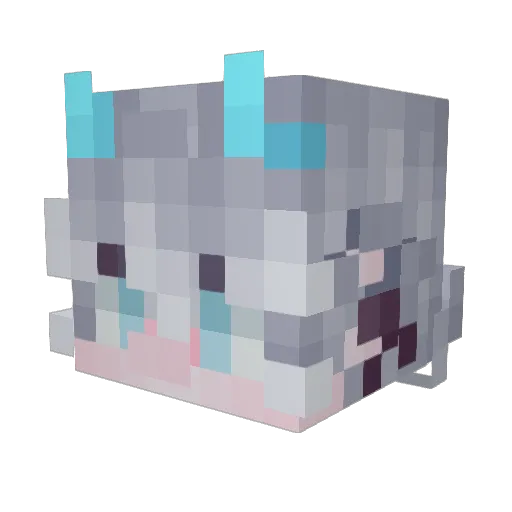 Furipeko Minecraft avatar head, 3D render