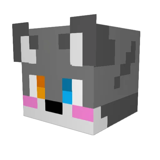 FurryLanMao Minecraft avatar head, 3D render
