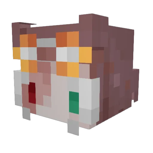 Fusume Minecraft avatar head, 3D render