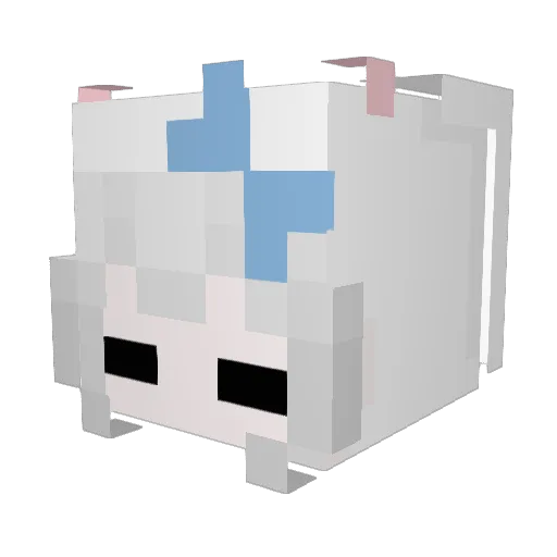 Fuwiina Minecraft avatar head, 3D render