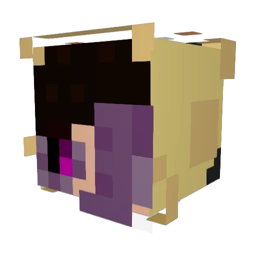Fuzzia Minecraft avatar head, 3D render
