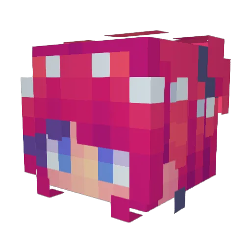 Fuzzlechan Minecraft avatar head, 3D render