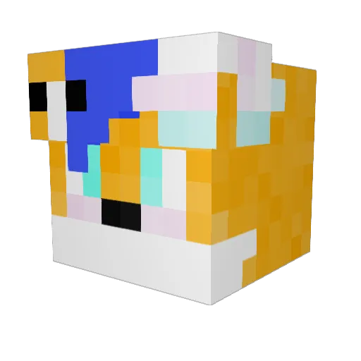 FuzzyTheFox Minecraft avatar head, 3D render