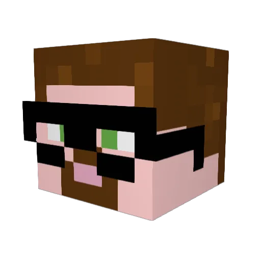 Fuzzybison Minecraft avatar head, 3D render