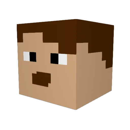GEDIONDO Minecraft avatar head, 3D render