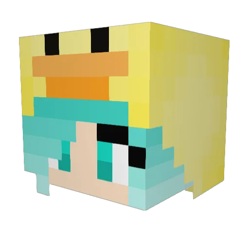 GLP_Puffi Minecraft avatar head, 3D render