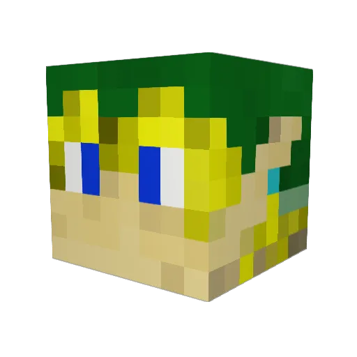 GOLDBEER Minecraft avatar head, 3D render
