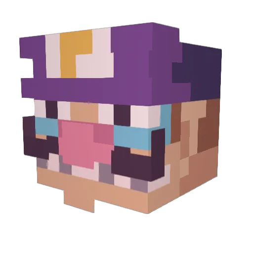 Gabbao Minecraft avatar head, 3D render