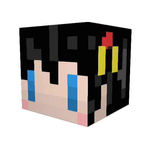 Gachilia Minecraft avatar head, 3D render