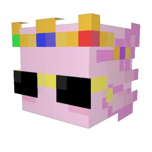 Gamalotl Minecraft avatar head, 3D render