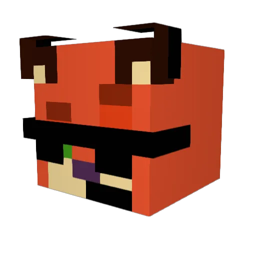 GangFOX Minecraft avatar head, 3D render