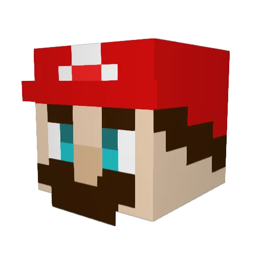 Gangsta_Mario Minecraft avatar head, 3D render