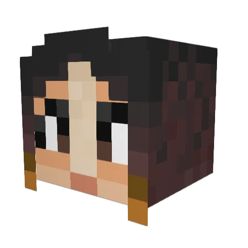 Gangzi Minecraft avatar head, 3D render