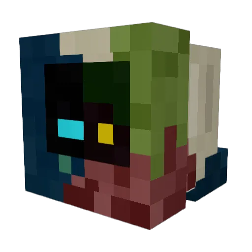 Gatusito Minecraft avatar head, 3D render