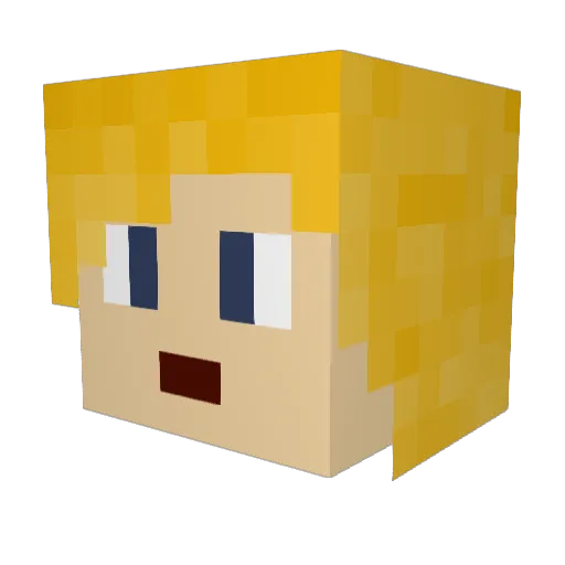Geiii Minecraft avatar head, 3D render