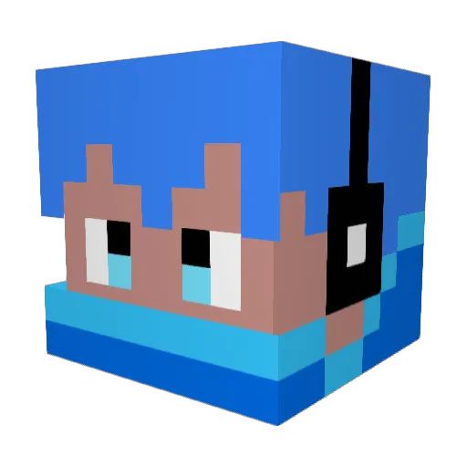 Genera1Blue Minecraft avatar head, 3D render