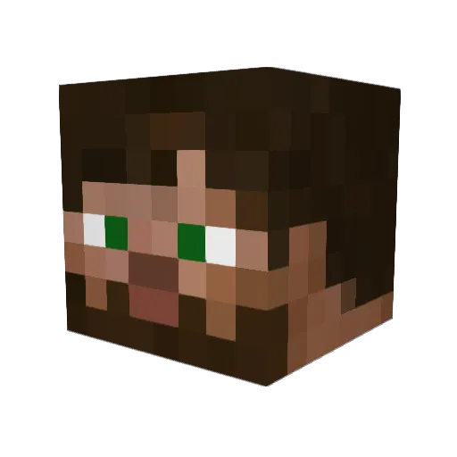 Gepetu Minecraft avatar head, 3D render