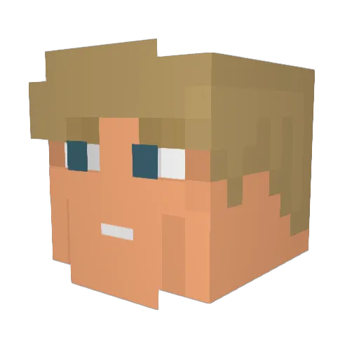 GetGolden Minecraft avatar head, 3D render
