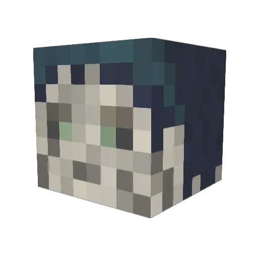 GhostHands Minecraft avatar head, 3D render