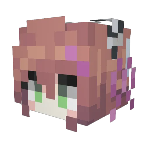 GigaChadMonika Minecraft avatar head, 3D render