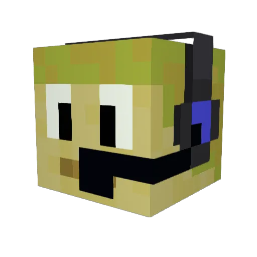 Ginsha Minecraft avatar head, 3D render