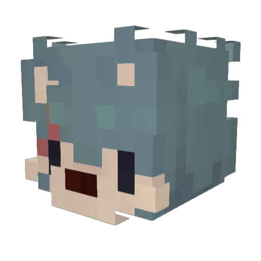 Gizzmodocat Minecraft avatar head, 3D render
