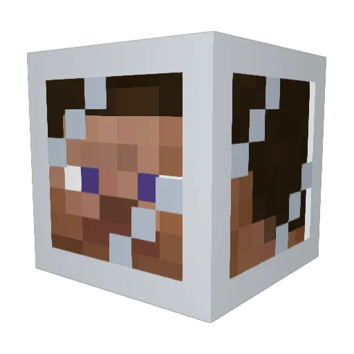 GlassHeadSteve Minecraft avatar head, 3D render