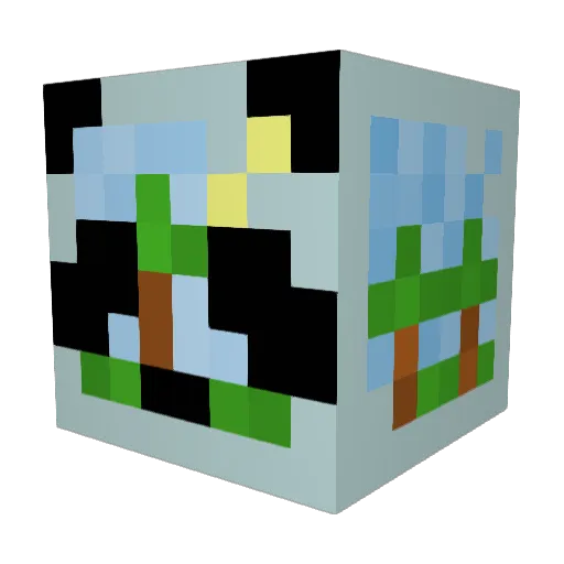 Glass_Panda Minecraft avatar head, 3D render