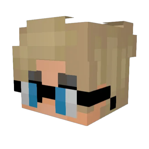 Glitshy Minecraft avatar head, 3D render