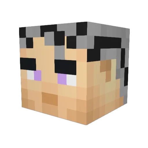 Gloshy Minecraft avatar head, 3D render