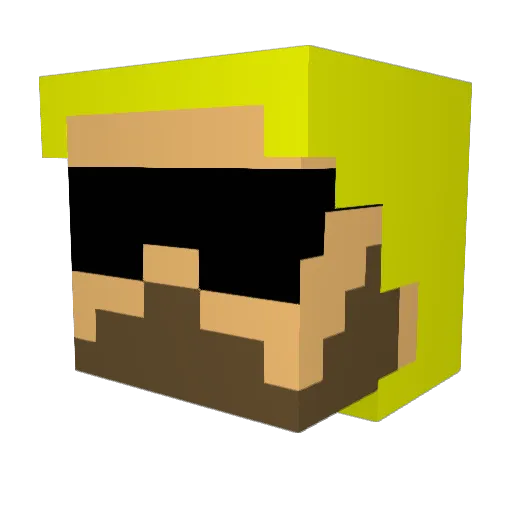 Glynx Minecraft avatar head, 3D render