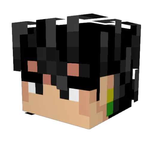 Gohan_Black Minecraft avatar head, 3D render